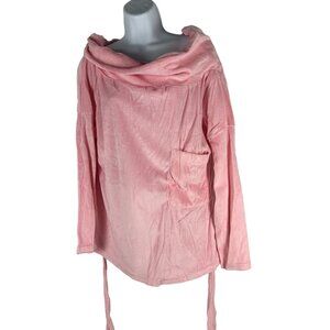 Pink Long-Sleeve Velour Lounge Set With Pocket & Tie Waist Size S